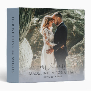 Elegant Simple Dusty Blue Mr Mrs Photo Wedding Binder