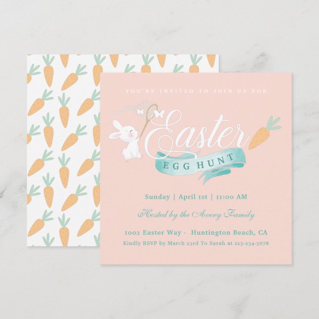 Elegant Simple Easter Egg Hunt Invitation (Front/Back)