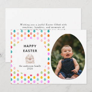 Elegant Simple Eggs Pattern Happy Easter Photo Holiday Card