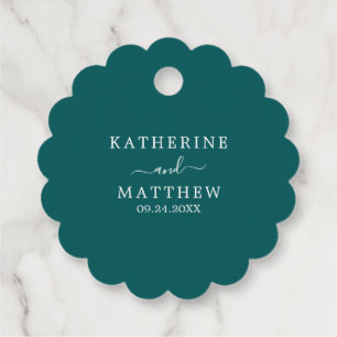 Elegant simple Emerald Tropical Beach Wedding Favour Tags