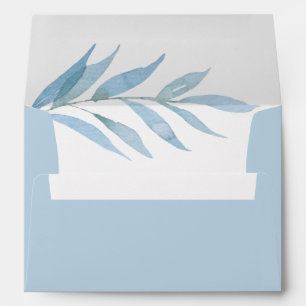 Elegant Simple Eucalyptus Dusty Blue Wedding Envelope
