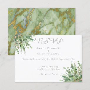 ELEGANT SIMPLE EUCALYPTUS SILVER RSVP INVITATION
