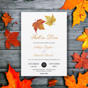 Elegant Simple Fall in Love Rustic Autumn Wedding Invitation