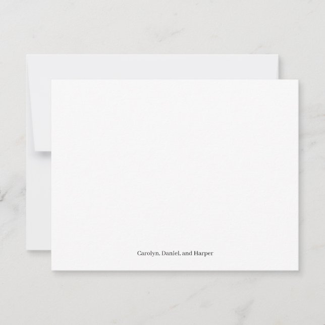 Elegant Simple Family Note Cards (Front)