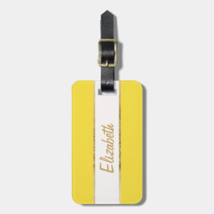 Elegant & Simple Faux Gold and Yellow Monogram Luggage Tag