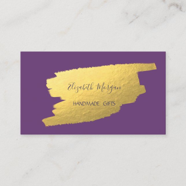 Elegant Simple , Faux Gold Foil Brush Stroke Business Card (Front)