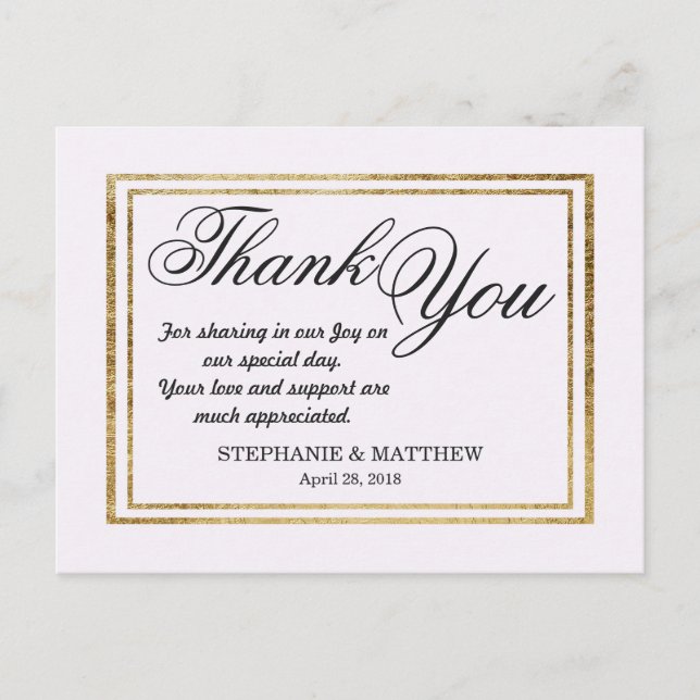 Elegant Simple Faux Gold Outline and White Postcard (Front)