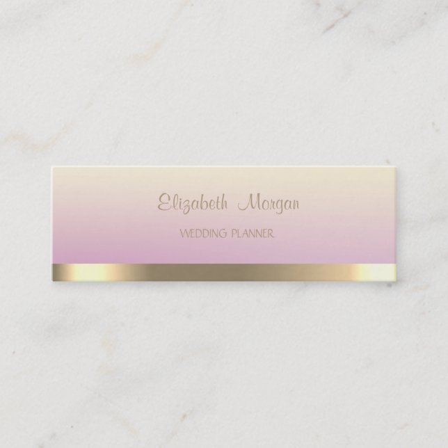 Elegant Simple Faux Gold Stripe,Ombre Mini Business Card (Front)