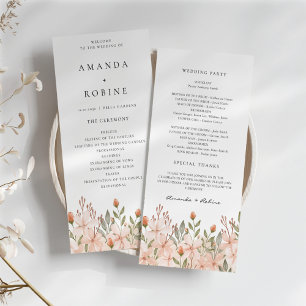 Élégant Simple Fleur sauvage Mariage Programmes