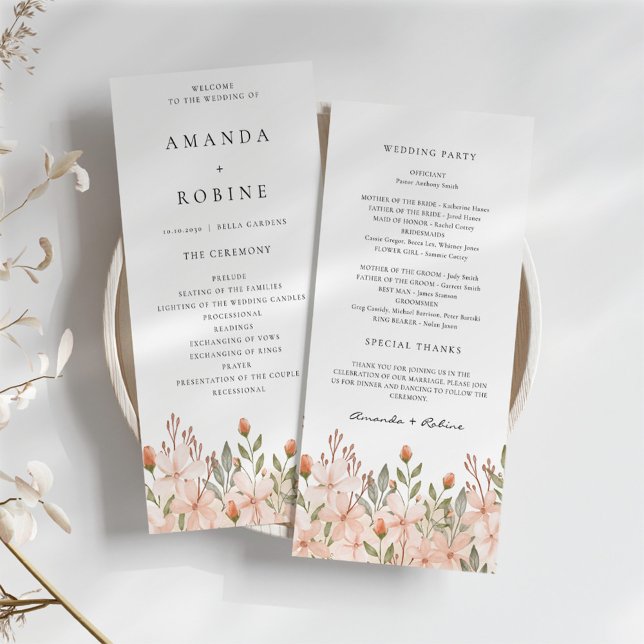 Élégant Simple Fleur sauvage Mariage Programmes (Créateur téléchargé)