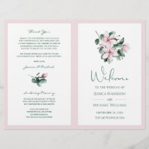 Élégant Simple Floral Eucalyptus Wedding Programme