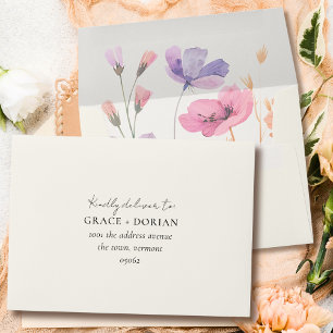 Elegant Simple Floral Ivory Address RSVP Wedding Envelope