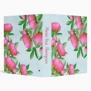 Elegant Simple Floral Pink Peonies Foliage Binder