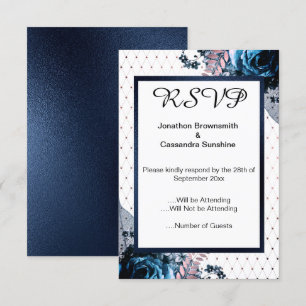 ELEGANT SIMPLE FLORAL TURQUOISE PINK PATTERN RSVP INVITATION