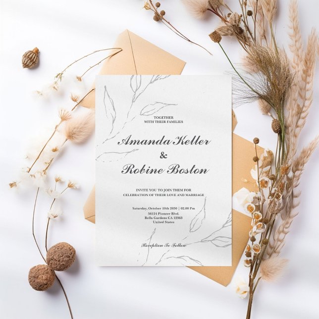 Elegant Simple Floral Wedding Invitation (Creator Uploaded)