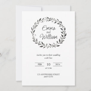 Elegant simple floral Wedding Invitation