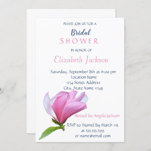 Elegant Simple  Flower,Magnolia  Bridal Shower Invitation