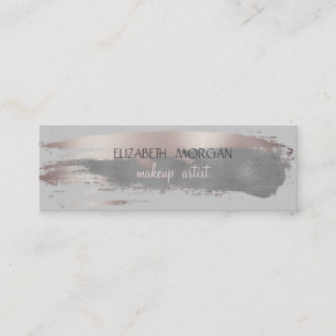 Elegant Simple Foil Brush Stroke,Grey Mini Business Card