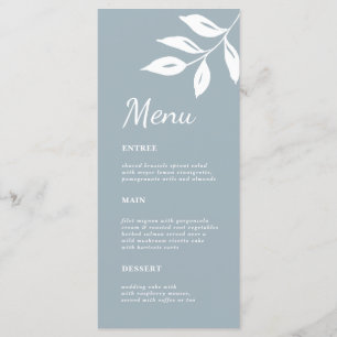 Elegant simple Foliage Formal Dusty blue wedding Menu