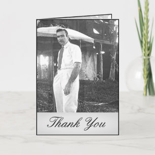 Elegant Simple Funeral Black  White Thank You Card