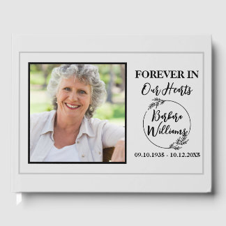Elegant Simple Funeral Keepsake Mermorial  Guest Book