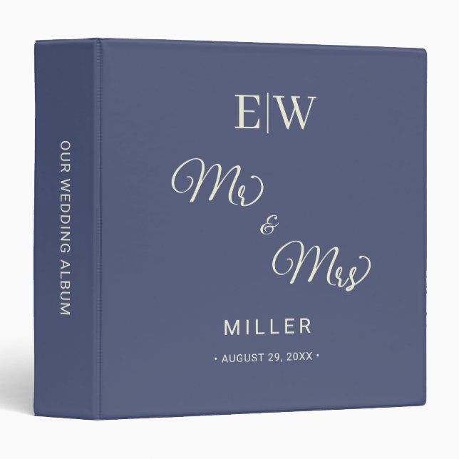 Elegant Simple Future Dusk with Monogram Wedding Binder (Front/Spine)