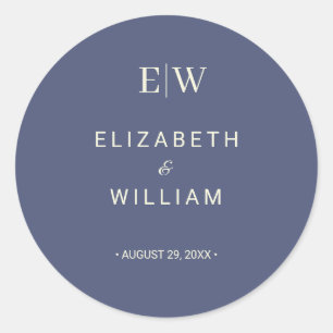 Elegant Simple Future Dusk with Monogram Wedding Classic Round Sticker