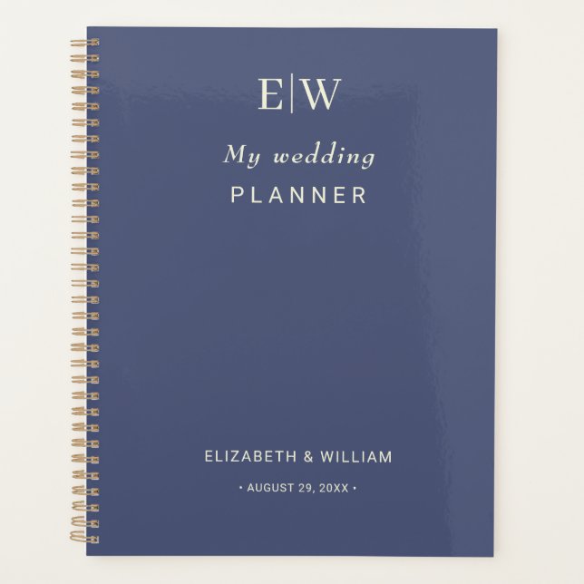 Elegant Simple Future Dusk with Monogram Wedding Planner (Front)