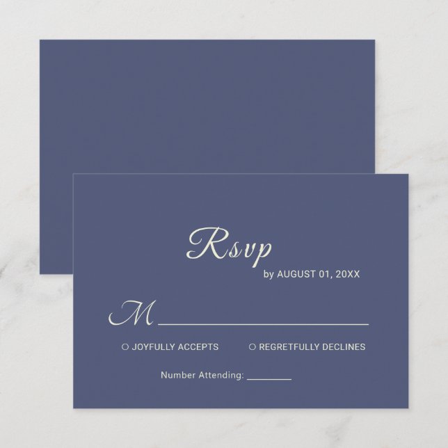 Elegant Simple Future Dusk with Monogram Wedding RSVP Card (Front/Back)