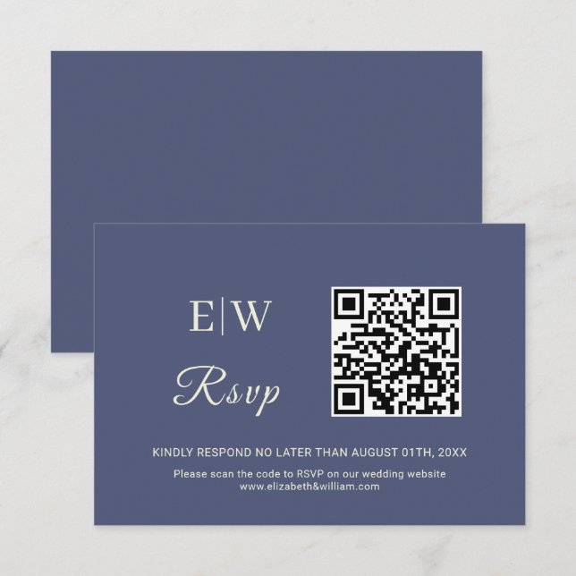Elegant Simple Future Dusk with Monogram Wedding RSVP Card (Front/Back)