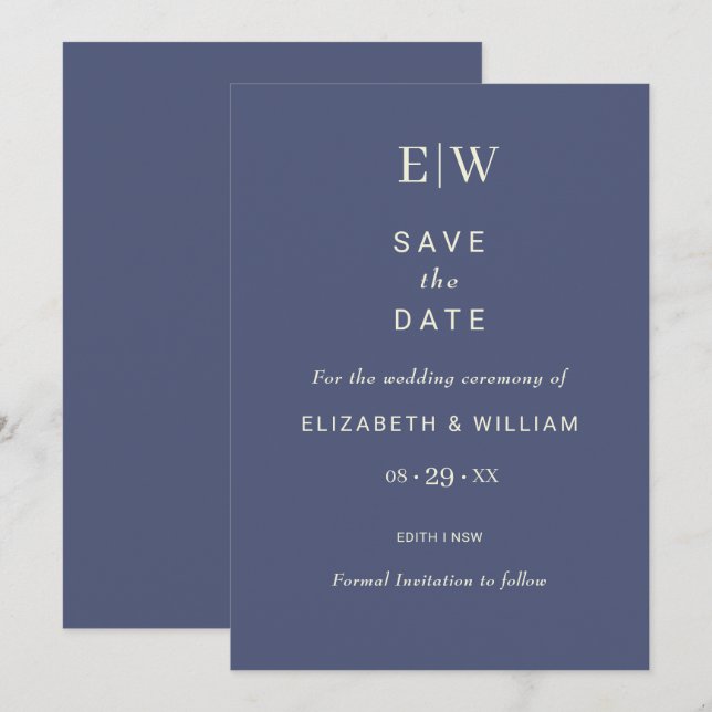 Elegant Simple Future Dusk with Monogram Wedding Save The Date (Front/Back)