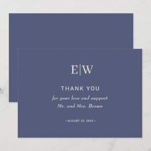 Elegant Simple Future Dusk with Monogram Wedding Thank You Card