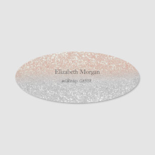 Elegant  Simple  Glitter Bokeh Ombre Name Tag