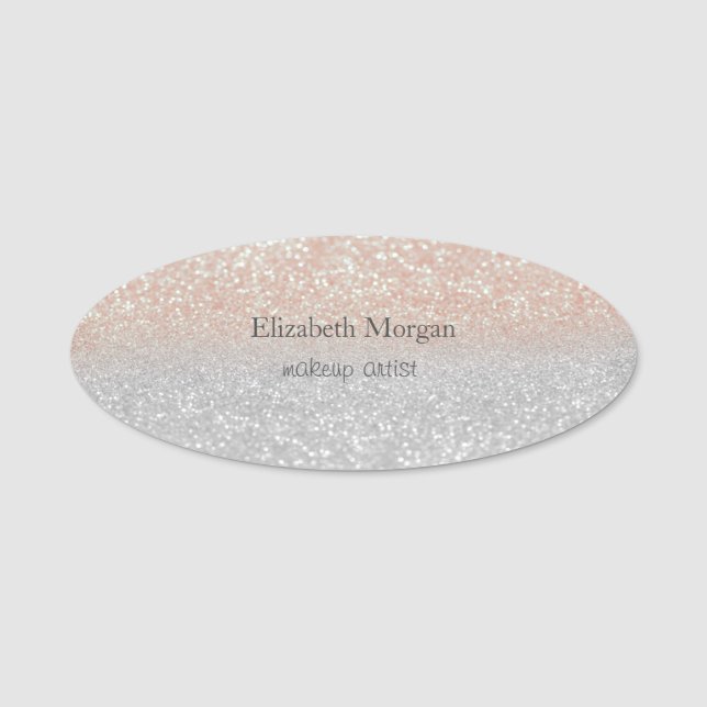 Elegant  Simple  Glitter Bokeh Ombre Name Tag (Front)