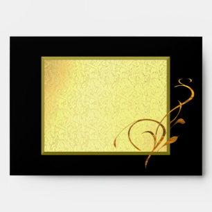 Elegant Simple Gold Black Scroll Envelope
