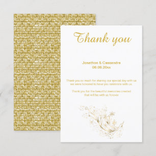 ELEGANT SIMPLE GOLD BRICK REVERSE GOLD THANK YOU INVITATION