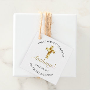 Elegant Simple Gold CrossFirst Communion Thank You Favour Tags
