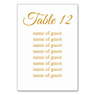 Elegant Simple Gold Custom Wedding Table Number