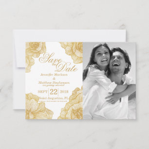 Elegant Simple Gold Floral Save the Dates Save The Date
