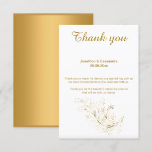 ELEGANT SIMPLE GOLD LEAF GOLD REVERSE THANK YOU INVITATION