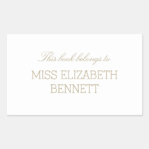 Elegant Simple Gold Name Bookplate Sticker