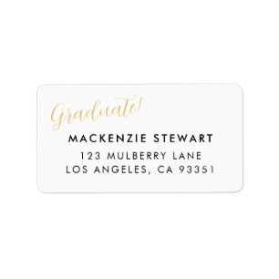 Elegant Simple Gold Script Graduation Address Label