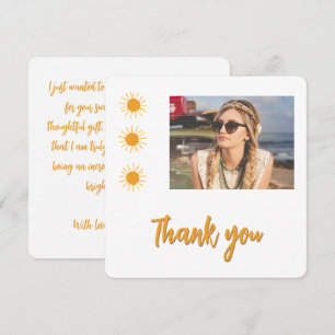 Elegant Simple Gold Sun Photo Birthday Thank You Card