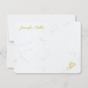 Elegant Simple Gold Text Personalized Stationery Card
