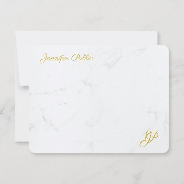 Elegant Simple Gold Text Personalized Stationery Card (Front)