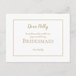 Elegant Simple Gold Typography /Bridesmaid Request Postcard