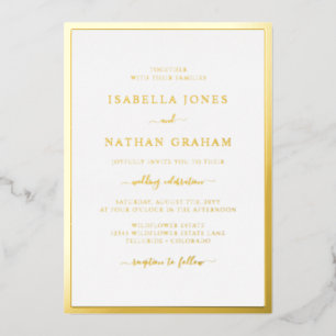Elegant Simple Gold Wedding Foil Invitation