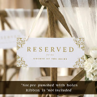 Elegant Simple Gold Wedding Reserved Chair Sign