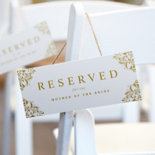 Elegant Simple Gold Wedding Reserved Chair Sign