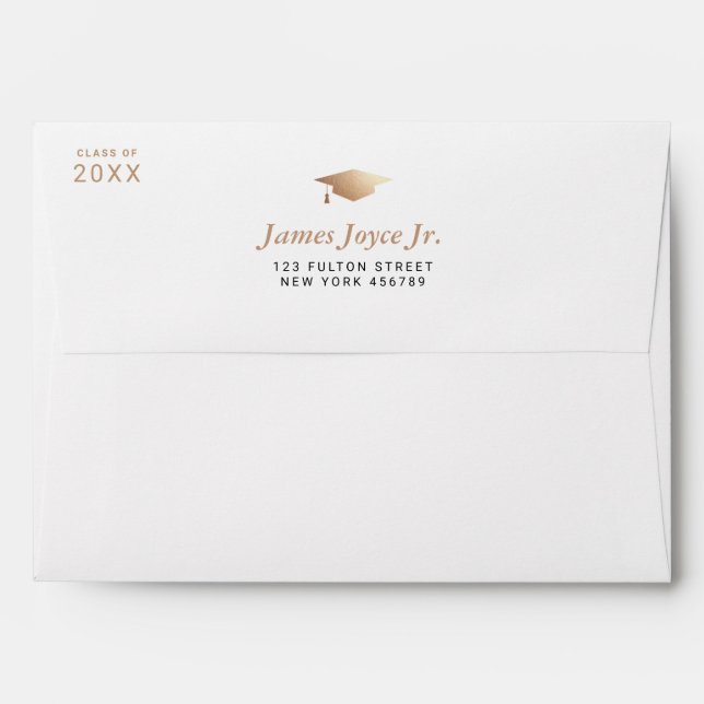 Elegant Simple Graduation Cap Gold Foil  Envelope (Back (Top Flap))